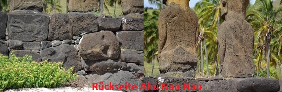 Plattformen Ahu Ature Huki und Ahu Nau Nau am Anakena Beach